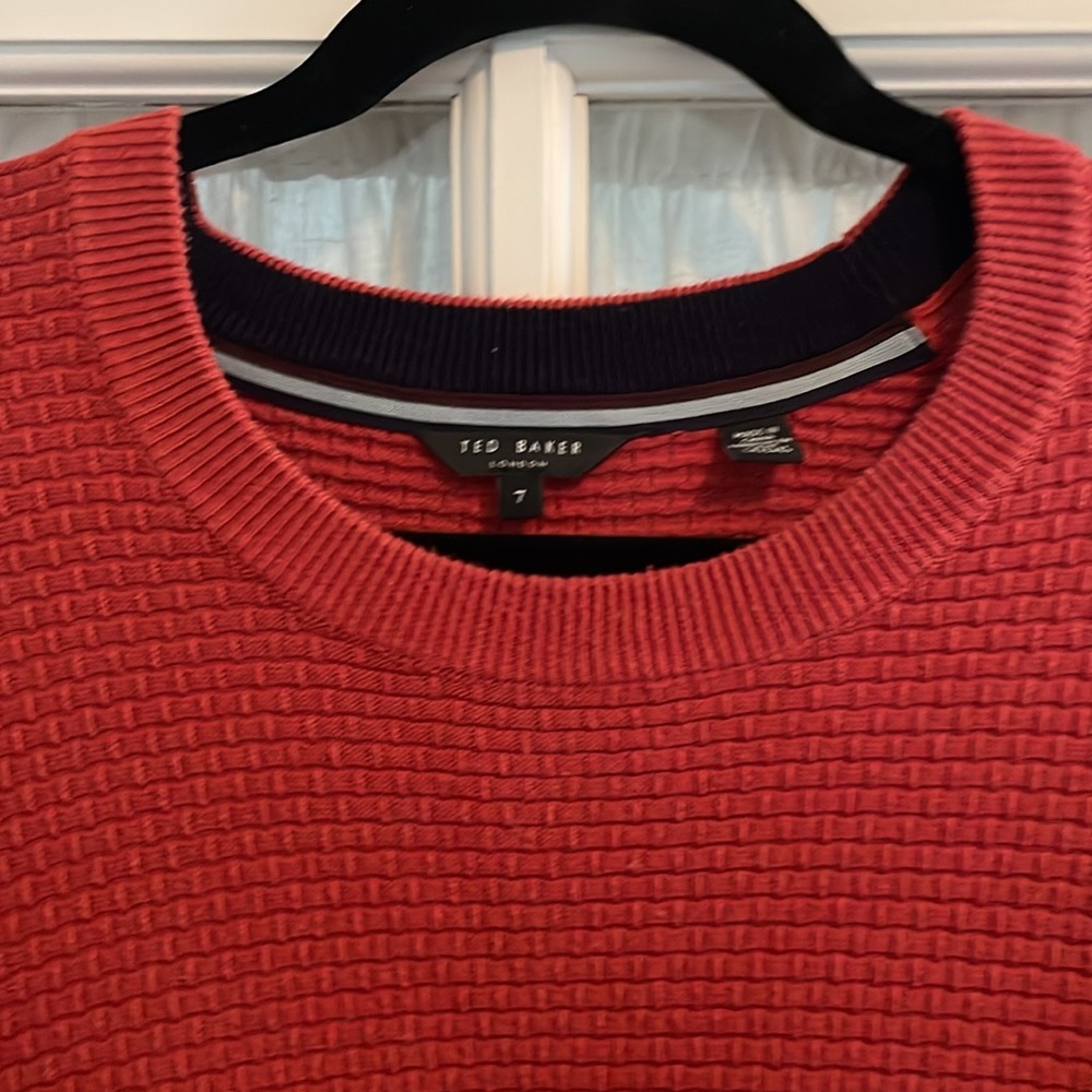Ted Baker Staylay Waffle Knit Sweater XXL (TB-7) - Burnt Orange/Rust